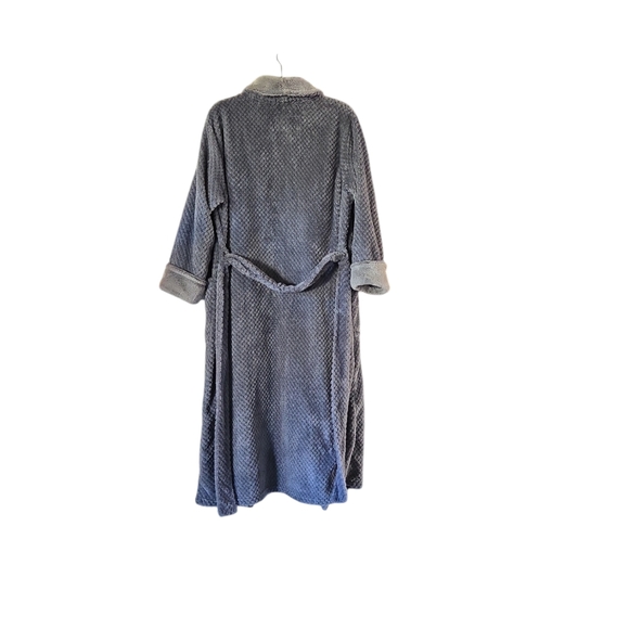 Carole Hochman Women's Gray Long Plush Robe Wrap Belted Tie Closure Size Large - Picture 6 of 11